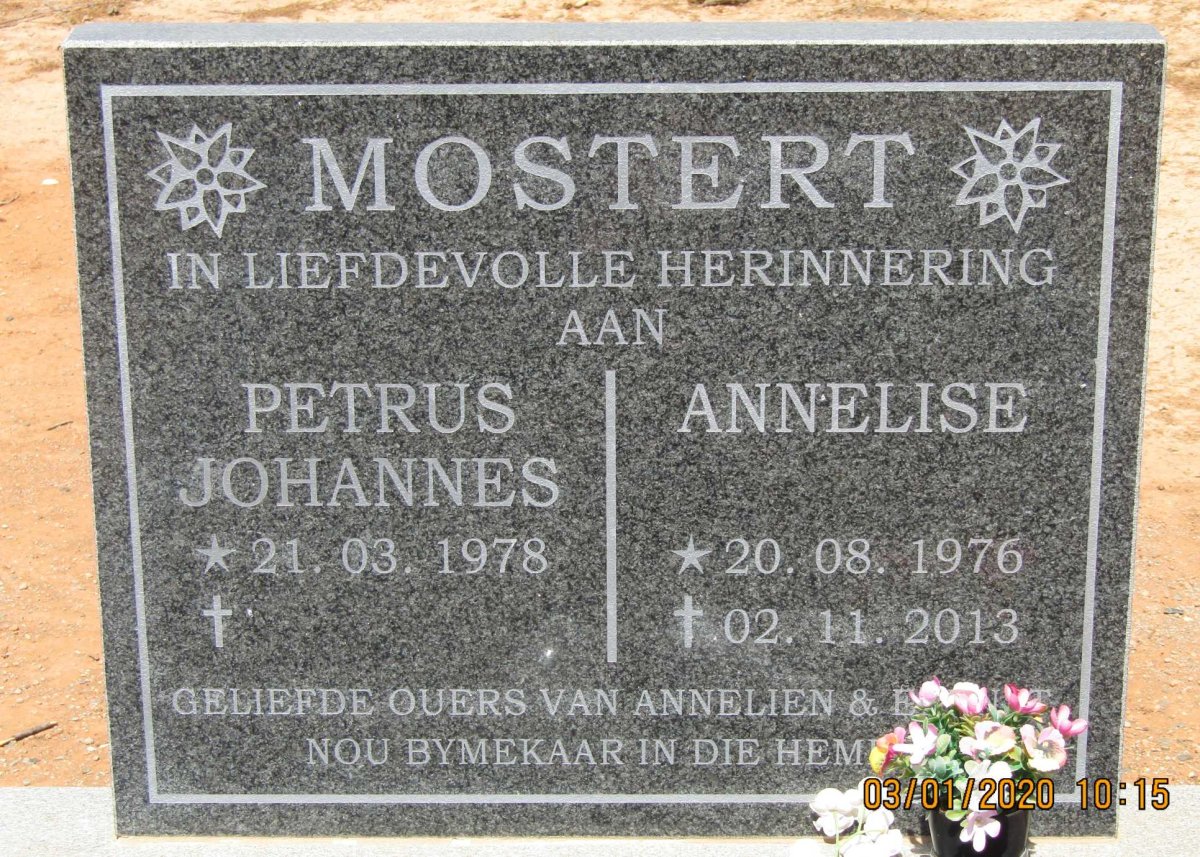 MOSTERT Petrus Johannes 1978- &amp; Annelise 1976-2013