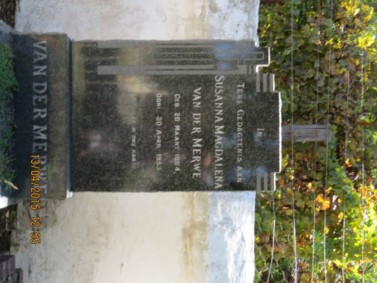 MERWE Susanna Magdalena, van der 1884-1953