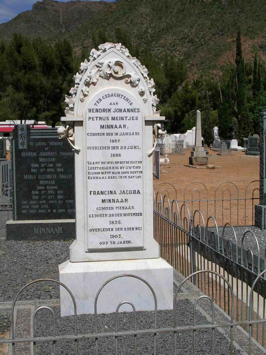 MINNAAR Hendrik Johannes Petrus Meintjes 1827-1898 &amp; Francina Jacoba  PIENAAR 1825-1907
