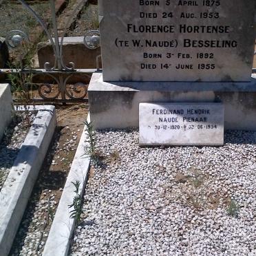 BESSELING Florence Hortense te Water nee NAUDE 1892-1955 :: PIENAAR Ferdinand Hendrik Naude 1920-1934