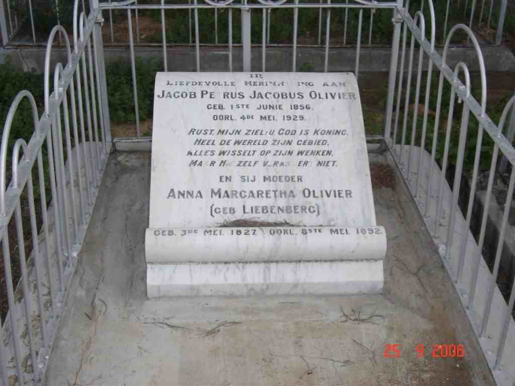OLIVIER Jacob Petrus Jacobus 1856-1929 :: OLIVIER Anna Margaretha nee LIEBENBERG 1827-1892