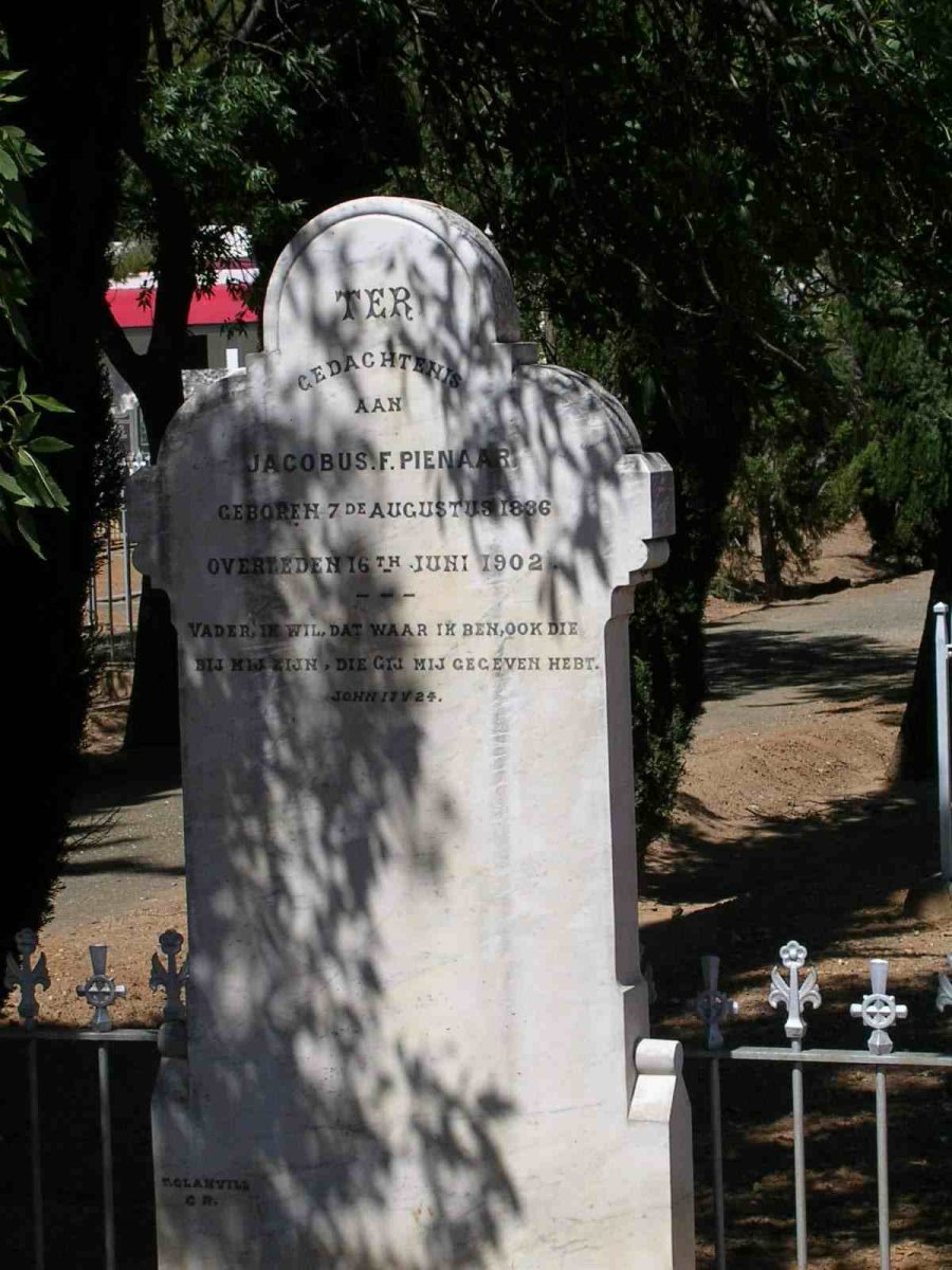 PIENAAR Jacobus F. 1886-1902