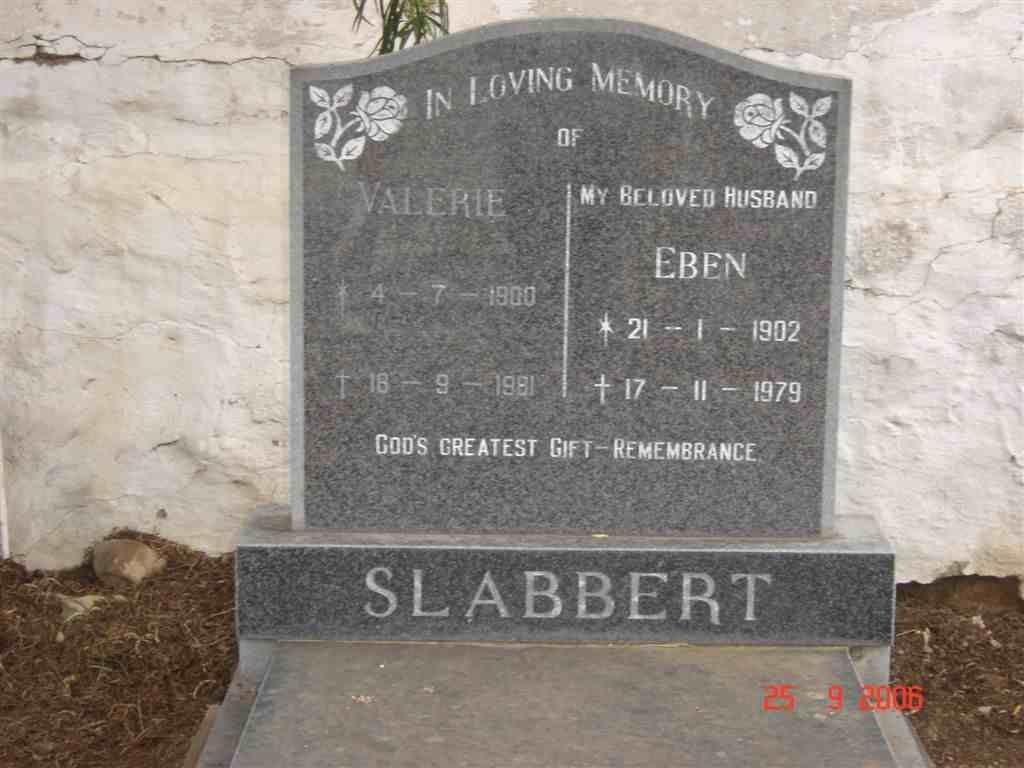 SLABBERT Eben 1902-1979 &amp; Valerie 1900-1981