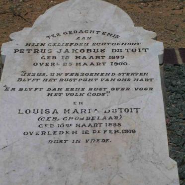 TOIT Petrus Jakobus, du 1833-1900 &amp; Louisa Maria GROBBELAAR 1838-1918