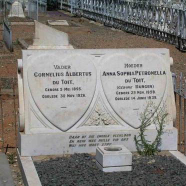 TOIT Cornelius Albertus, du 1855-1926 &amp; Anna Sophia Petronella BURGER 1858-1939