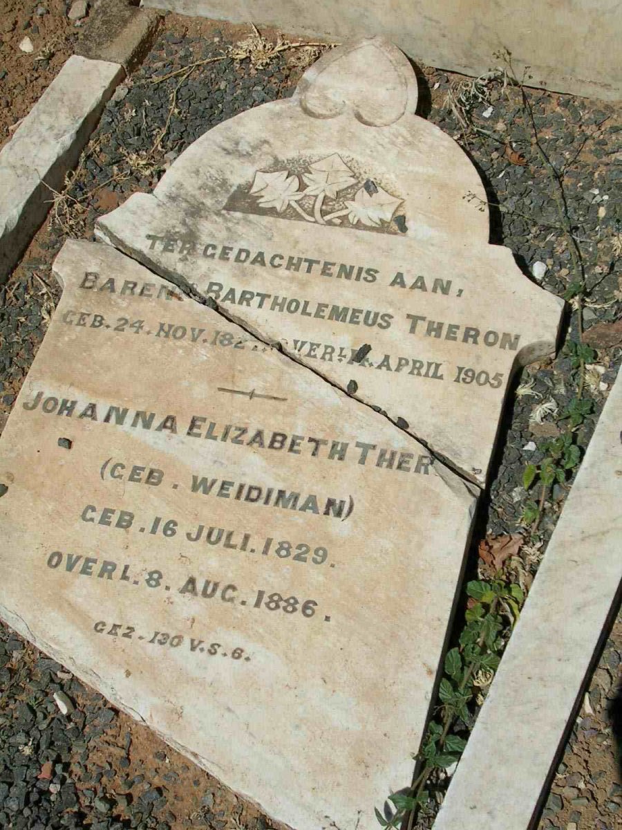 THERON Barend Bartholomeus 182?-1905 &amp; Johanna Elizabeth WEIDIMAN 1829-1886
