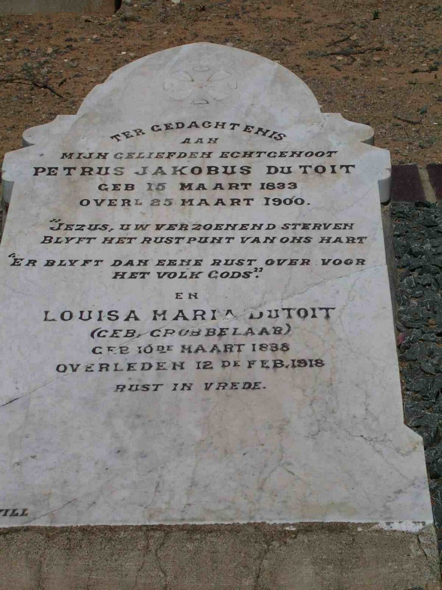 TOIT Petrus Jakobus, du 1833-1900 &amp; Louisa Maria GROBBELAAR 1838-1918