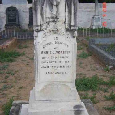 VORSTER Annie C. nee GREGOROWSKI 1841-1888