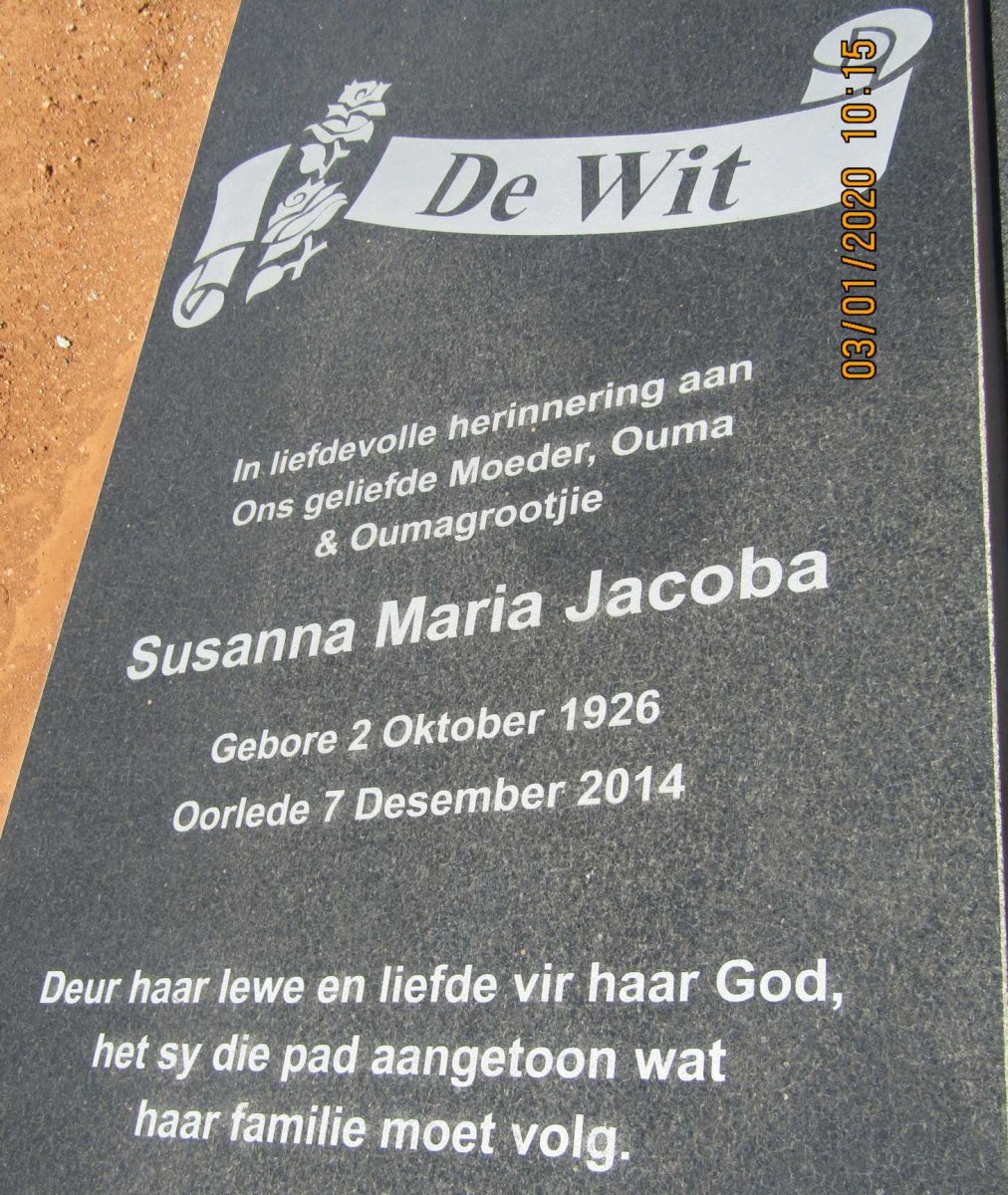 WIT Susanna Maria Jacoba, de 1926-2014