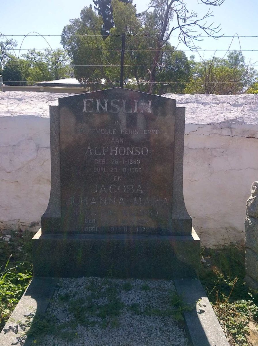 ENSLIN Alphonso 1893-1966 & Jacoba Johanna Maria DE KLERK 1898-1972