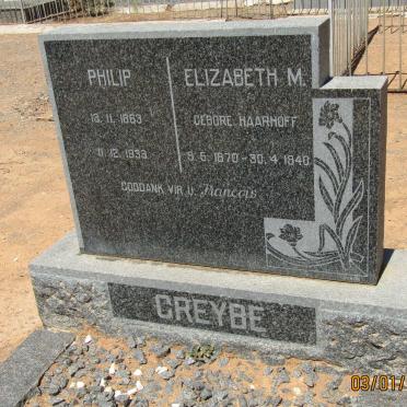 GREYBE Philip 1863-1933 &amp; Elizabeth M. HAARHOFF 1870-1940