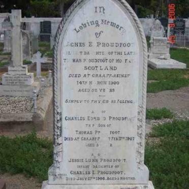 PROUDFOOT Agnes E. -1900 :: PROUDFOOT Charles Edmund -1907 :: PROUDFOOT Jessie Lunn -1906