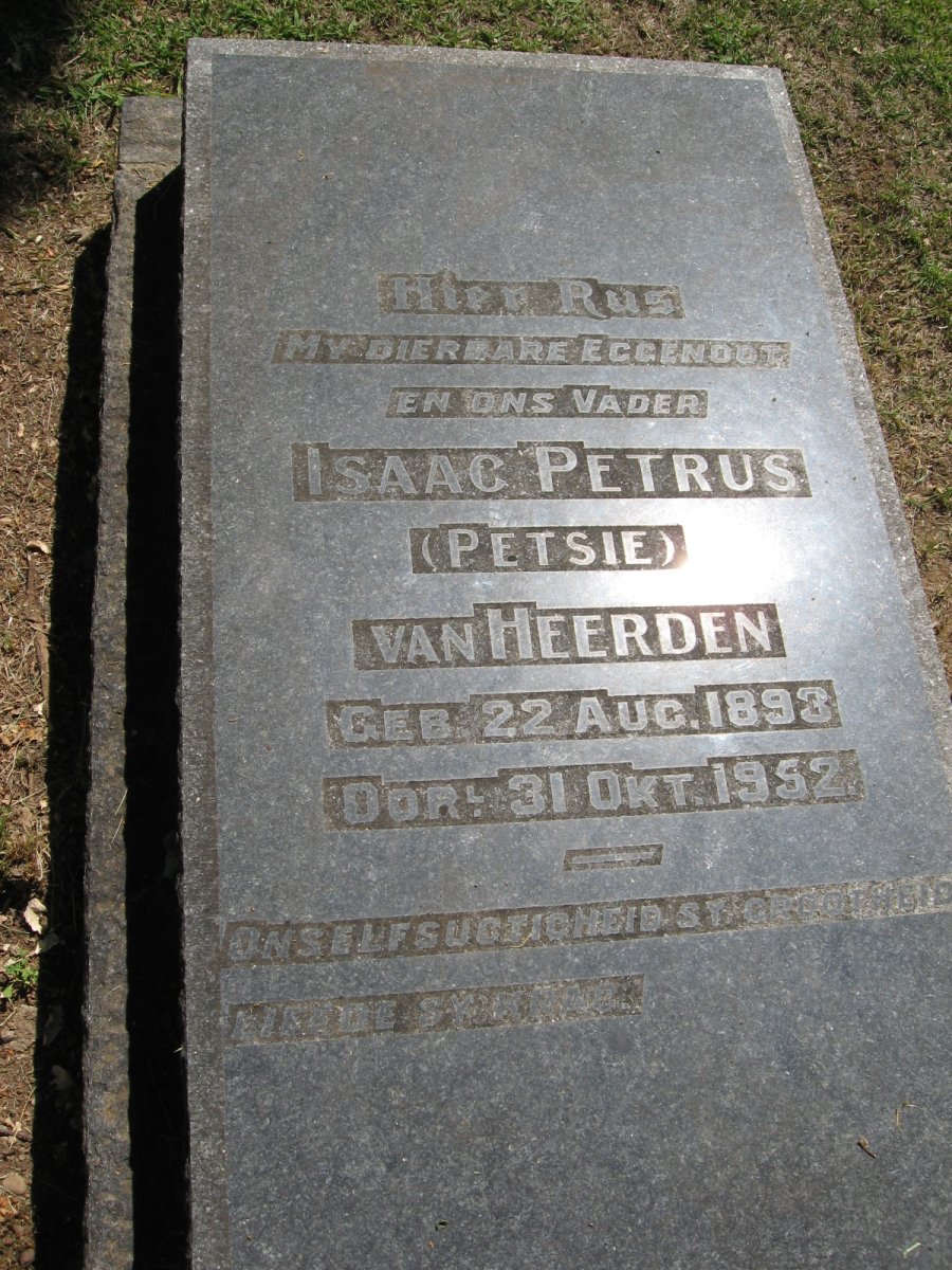 HEERDEN Isaac Petrus, van 1893-1952