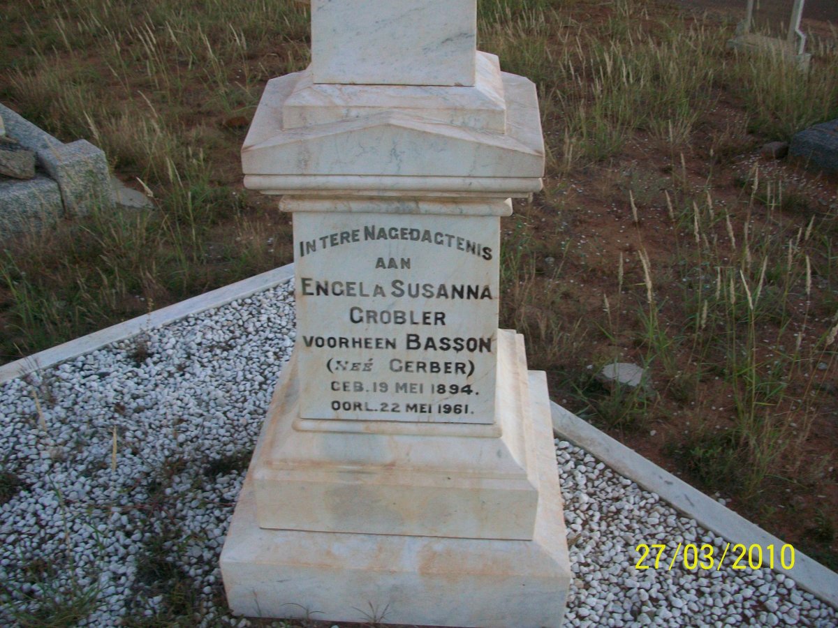 GROBLER Engela Susanna voorheen BASSON nee GERBER 1894-1961