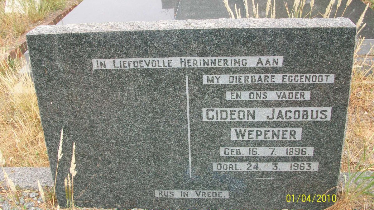 WEPENER Gideon Jacobus 1896-1963