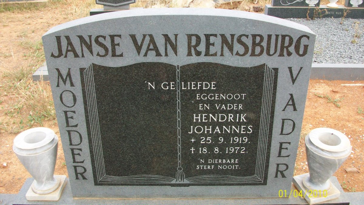 RENSBURG Hendrik Johannes, Janse van 1919-1972