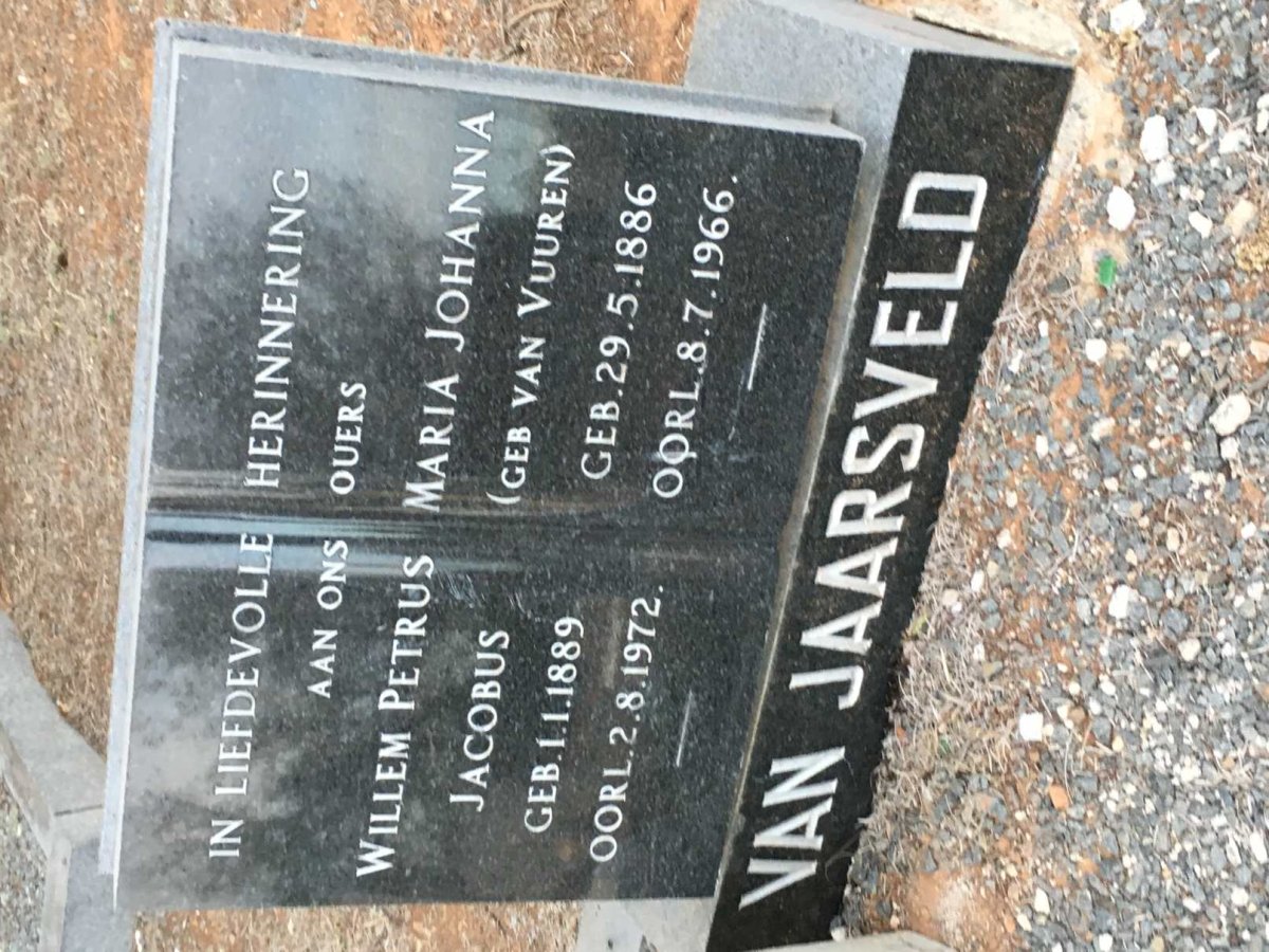 JAARSVELD Willem Petrus Jacobus, van 1889-1972 &amp; Maria Johanna VAN VUUREN 1886-1966