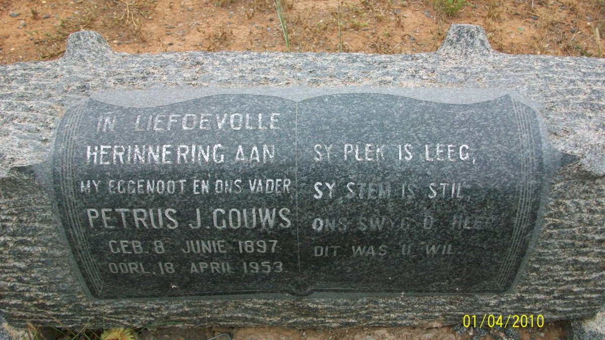GOUWS Petrus J. 1897-1953