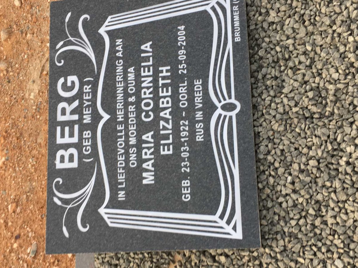 BERG Maria Cornelia Elizabeth nee MEYER 1922-2004