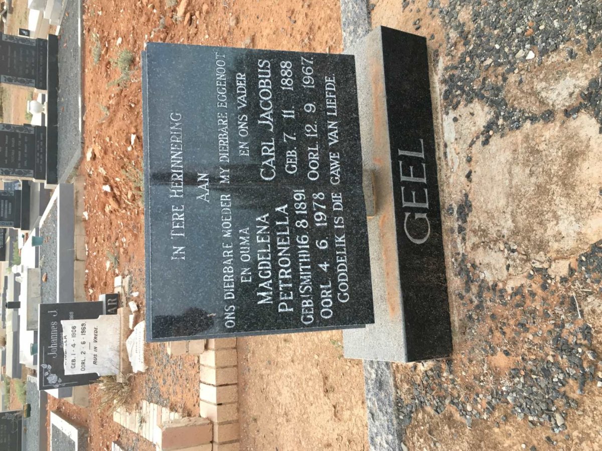 GEEL Carl Jacobus 1888-1967 &amp; Magdelena Petronella SMITH 1891-1978