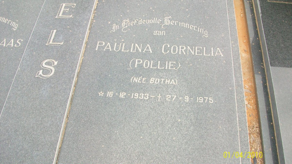 ELS Paulina Cornelia nee BOTHA 1933-1975
