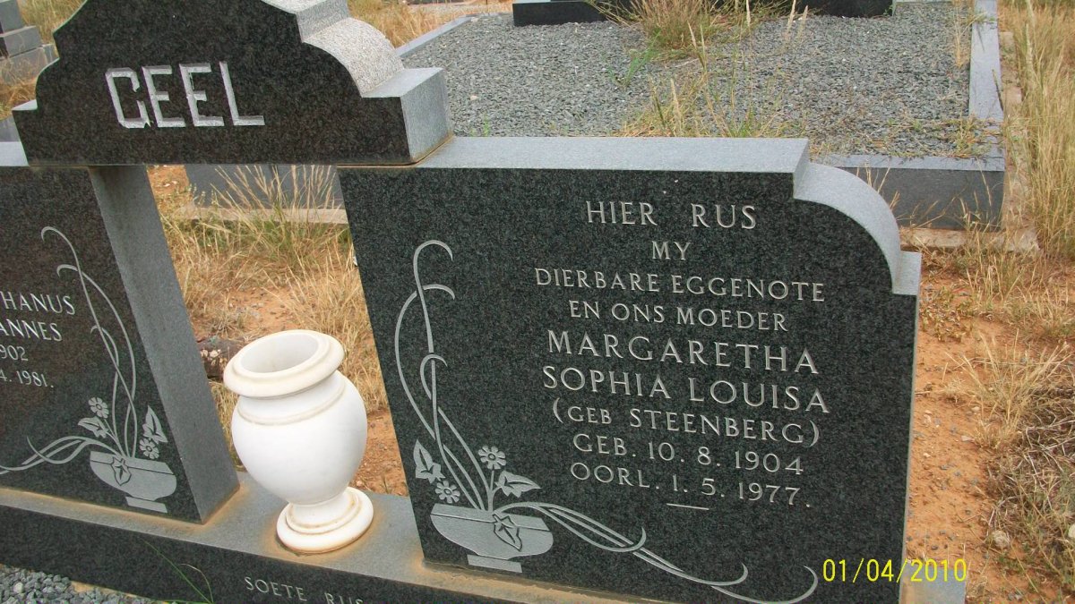 GEEL Margaretha Sophia Louisa nee STEENBERG 1904-1977