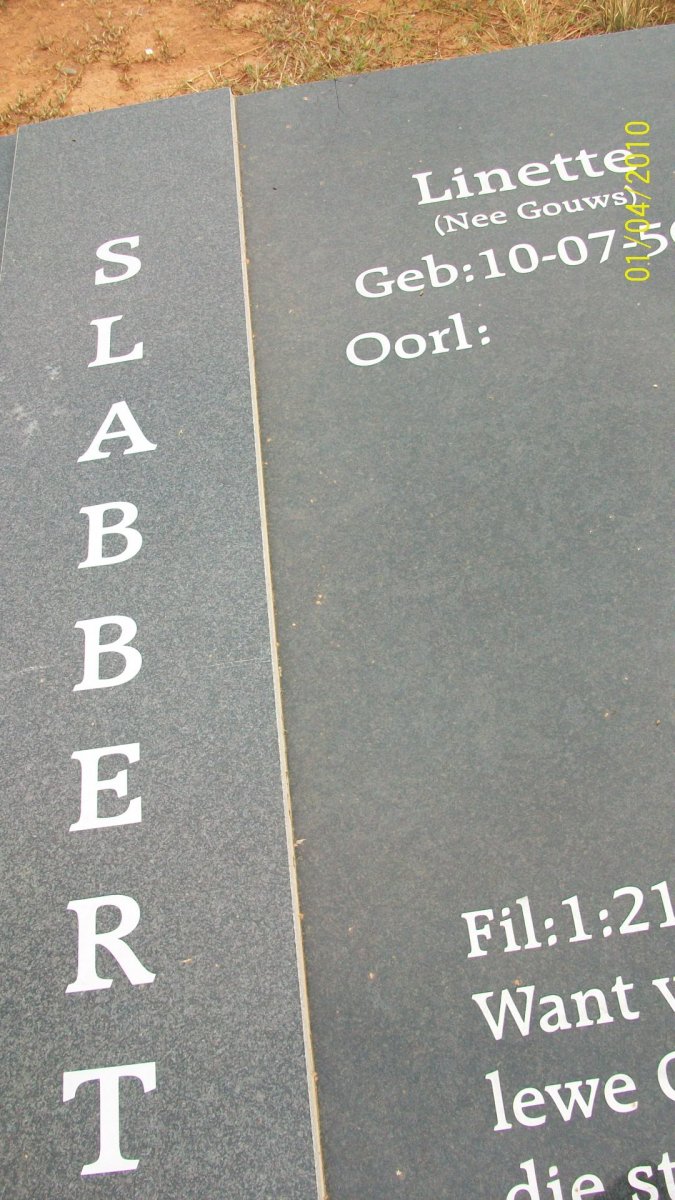 SLABBERT Linette nee GOUWS 195?-