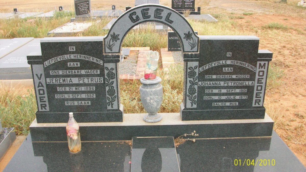 GEEL Jeremia Petrus 1896-1982 &amp; Johanna Patronella 1901-1973