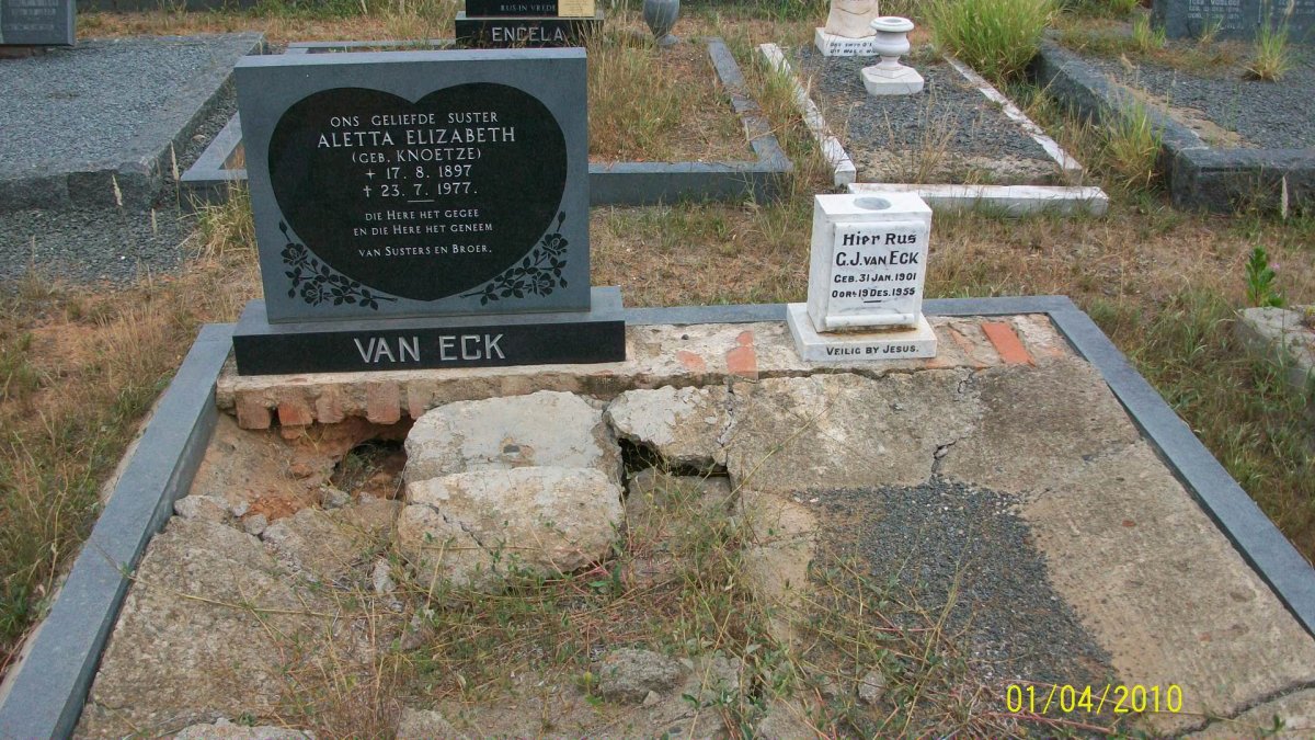 ECK Aletta Elizabeth, van nee KNOETZE 1897-1977 