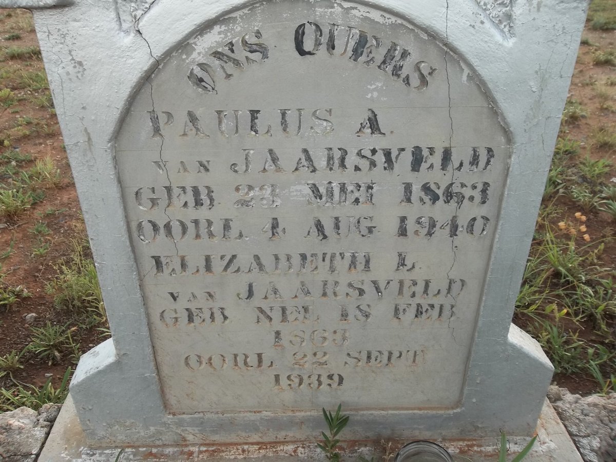 JAARSVELD Paulus A., van 1863-1940 &amp; Elizabeth NEL 1863-1939