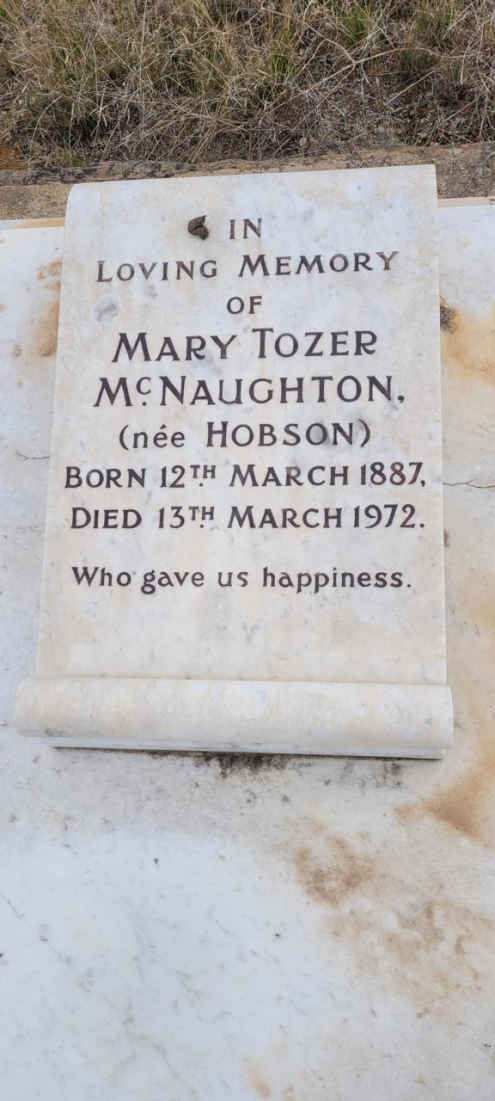 MCNAUGHTON Mary Tozer nee HOBSON 1887-1972