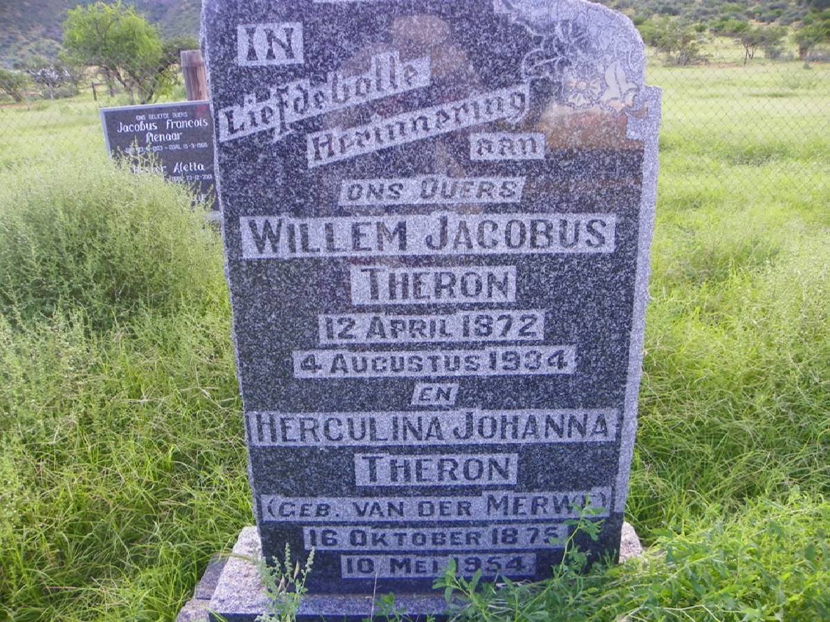 THERON Willem Jacobus 1872-1934 &amp; Herculina Johanna VAN DER MERWE 1875-1954