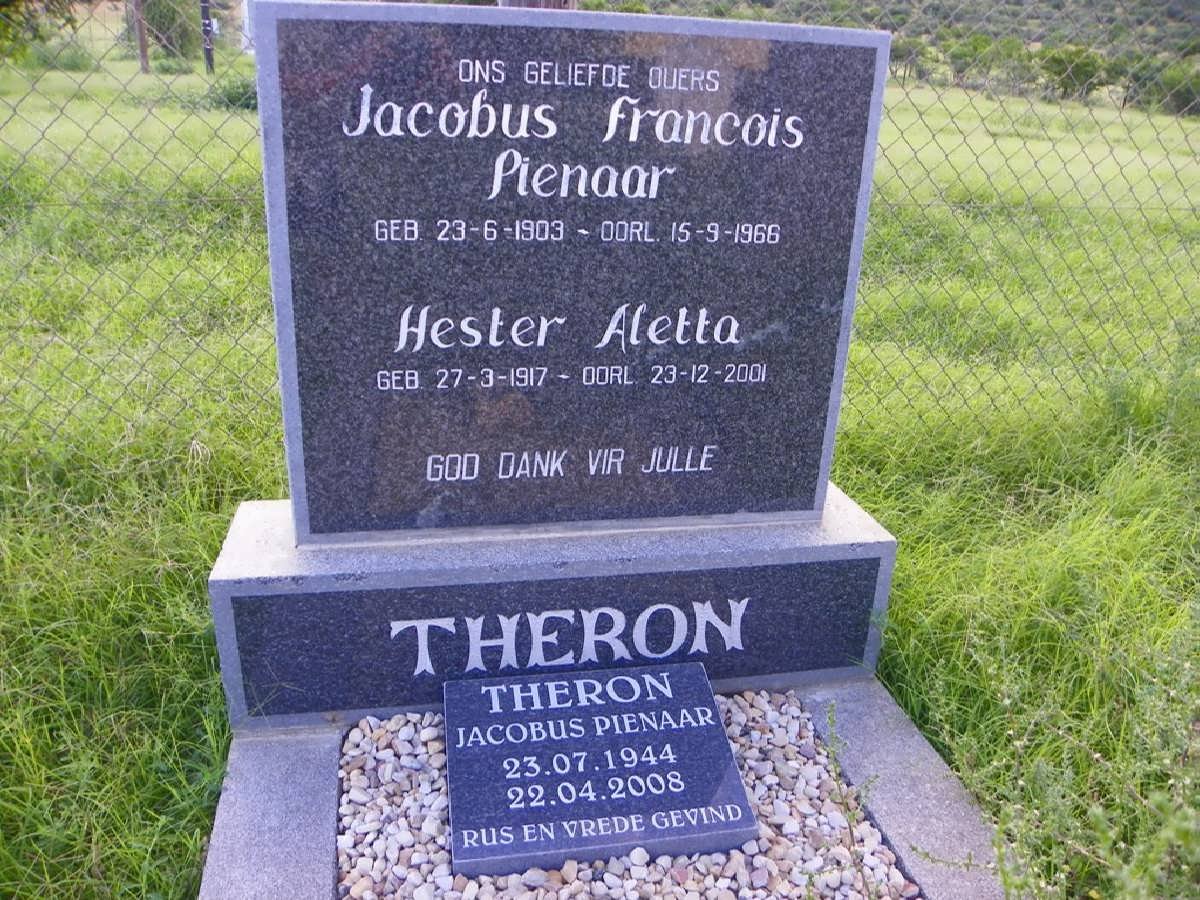 THERON Jacobus Francois Pienaar 1903-1966 &amp; Hester Aletta 1917-2001 :: THERON Jacobus Pienaar 1944-2008