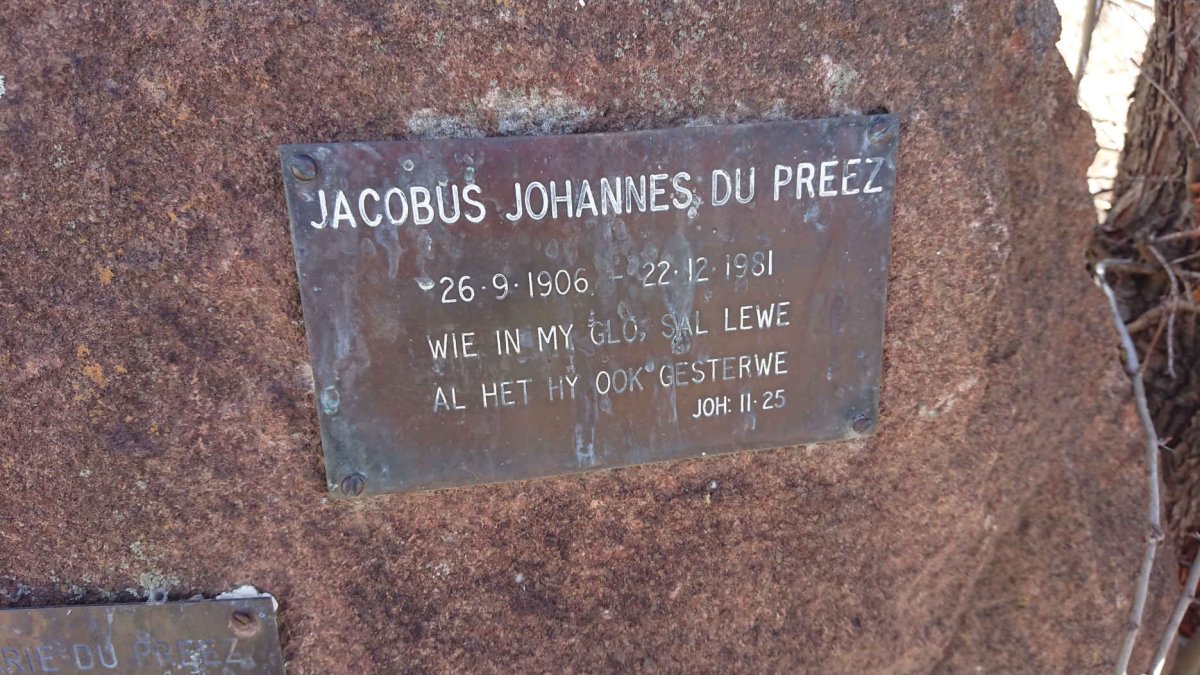 PREEZ Jacobus Johannes, du 1906-1981 &amp; Elisabeth Marie 1908-1992
