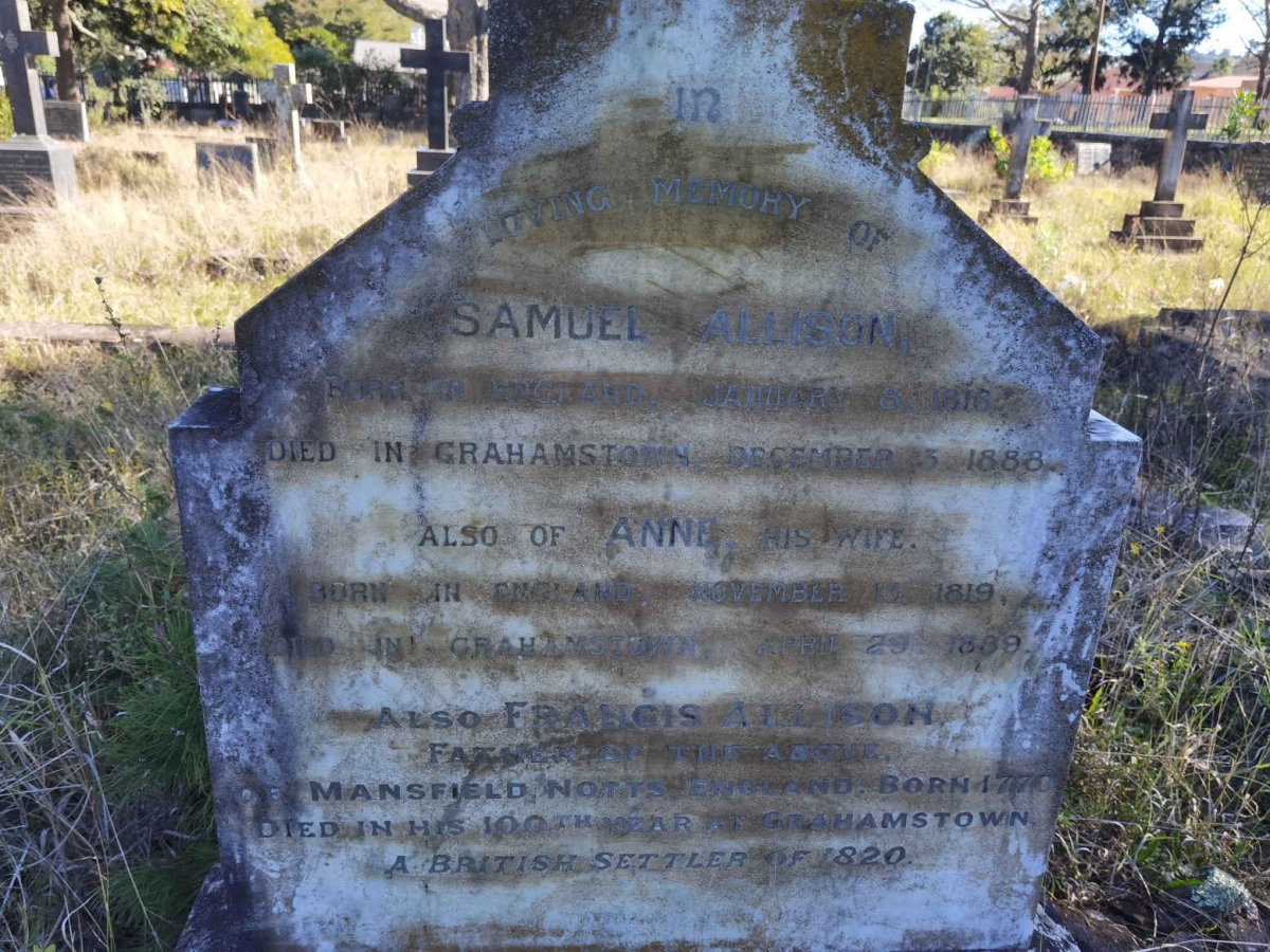 ALLISON Samuel 1816-1888 &amp; Anne 1819-1889 :: ALLISON Francis 1770-