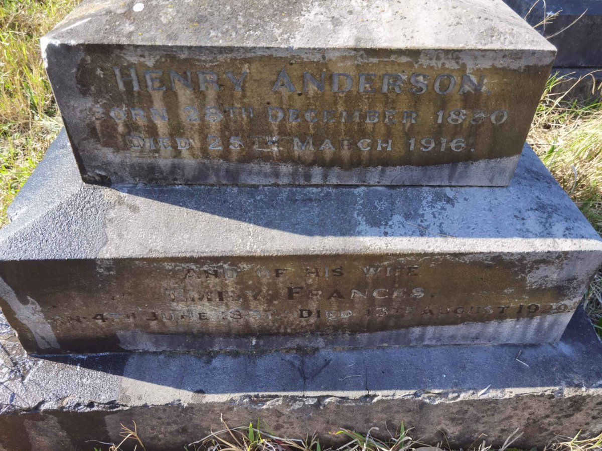 ANDERSON Henry 1830-1916 &amp; Emily Frances 1837-1929