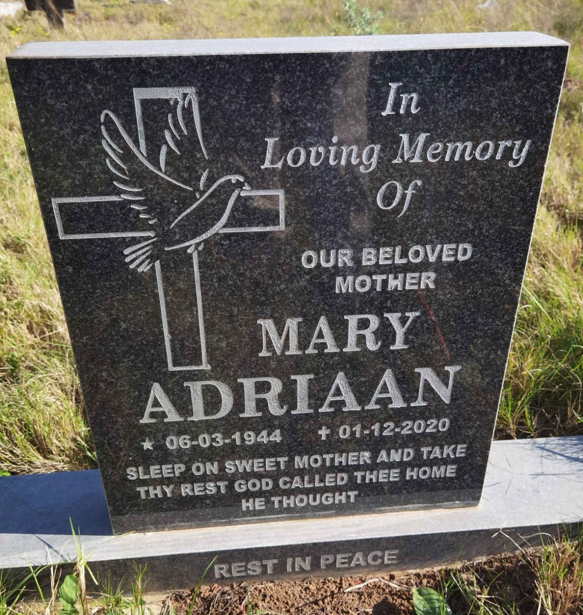 ADRIAAN Mary 1944-2020