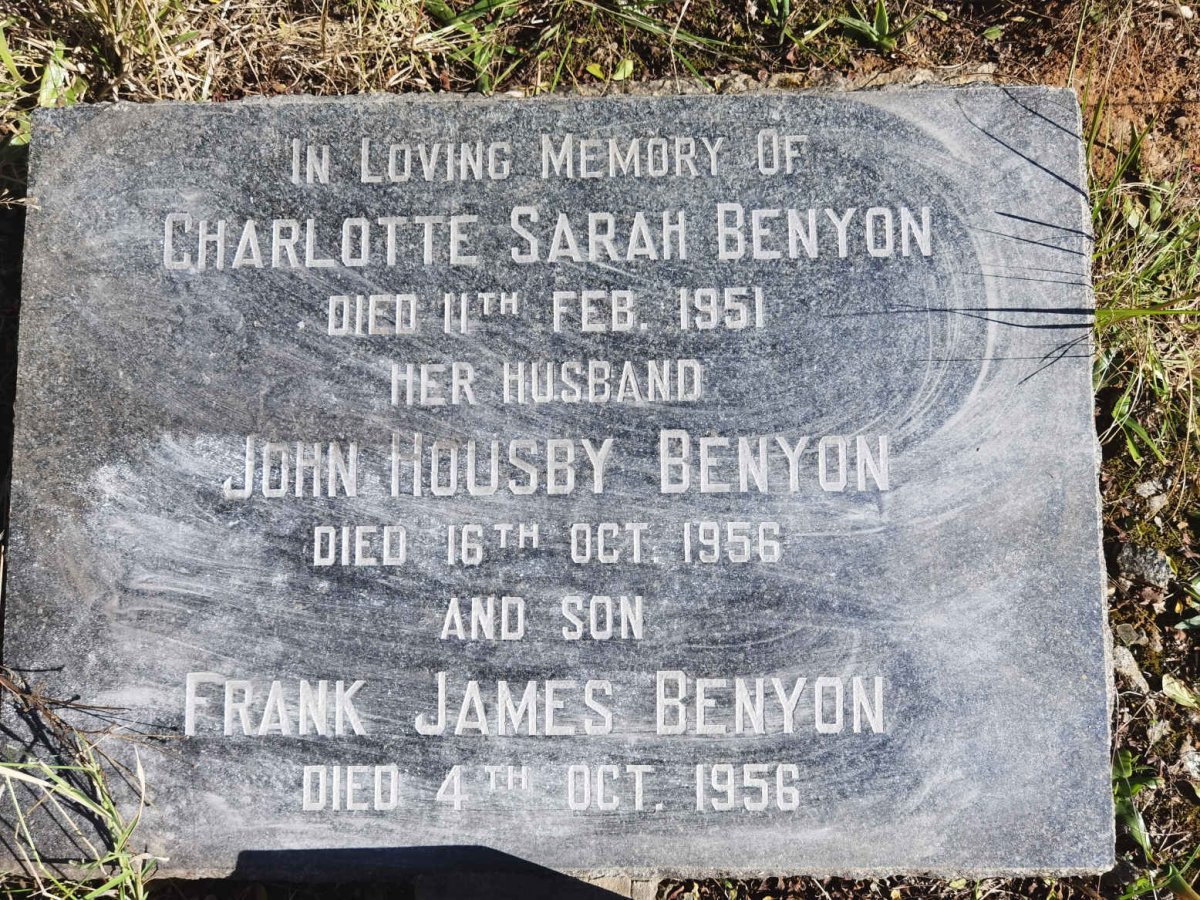 BENYON John Housby -1956 & Charlotte Sarah -1951 :: BENYON Frank James -1956