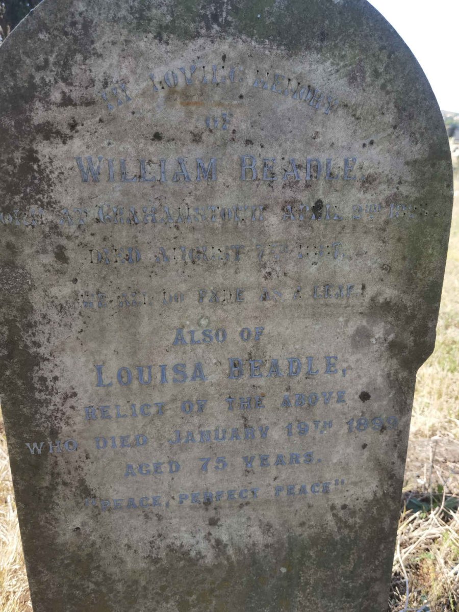 BEADLE William 1823-1887 &amp; Louisa -1899