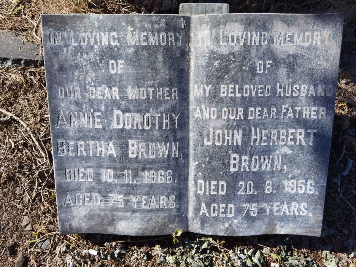 BROWN John Herbert -1956 &amp; Annie Dorothy Bertha -1966