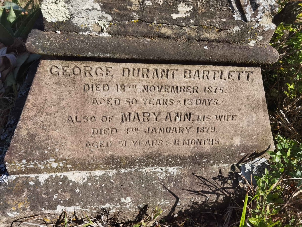BARTLETT George Durant -1875 &amp; Mary Ann -1879