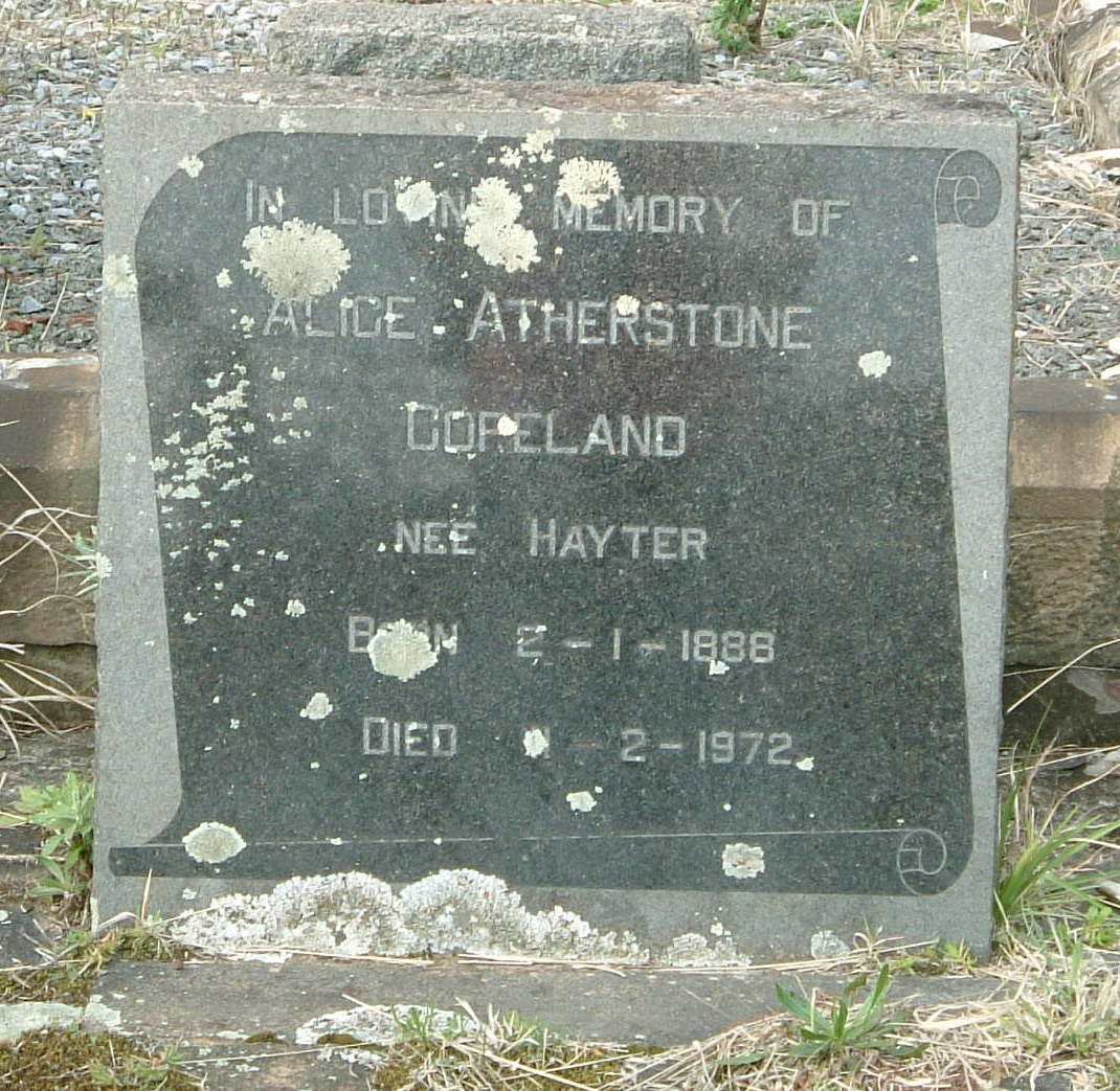 COPELAND Alice Atherstone nee HAYTER 1888-1972