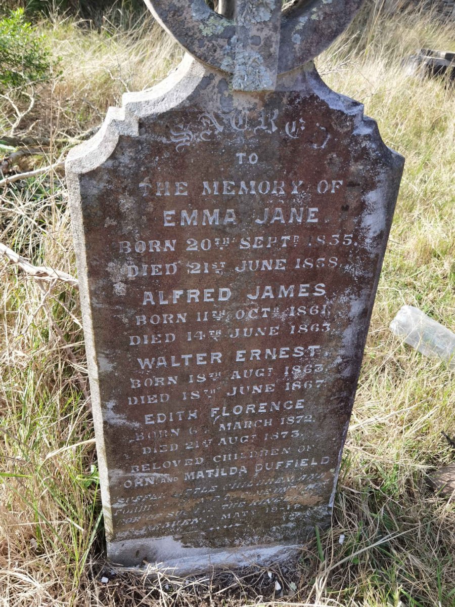DUFFIELD Emma Jane 1855-1858 :: DUFFIELD Alfred James 1861-1863 :: DUFFIELD Walter Ernest 1863-1867 :: DUFFIELD Edith Florence 1872-1873