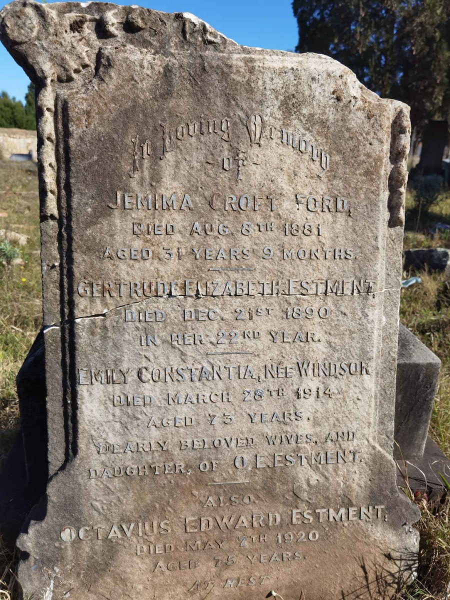 ESTMENT Octavius Edward -1920 :: ESTMENT Jemima Croft FORD -1881 :: ESTMENT Gertrude Elizabeth -1890 :: ESTMENT Emily Constantia WINDSOR -1914