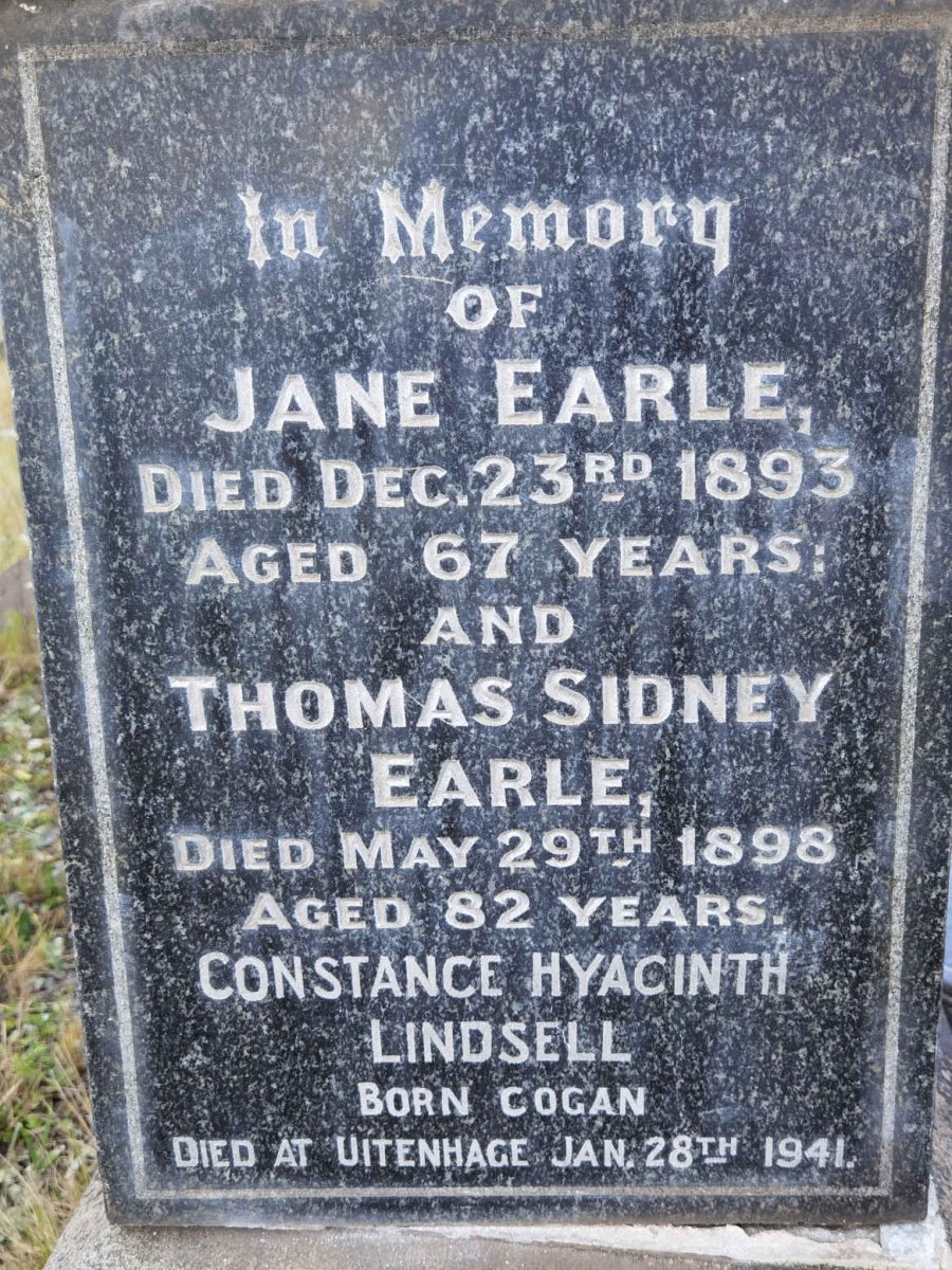 EARLE Thomas Sydney -1898 &amp; Jane -1893 :: LINDSELL Constance Hyacinth nee COGAN -1941