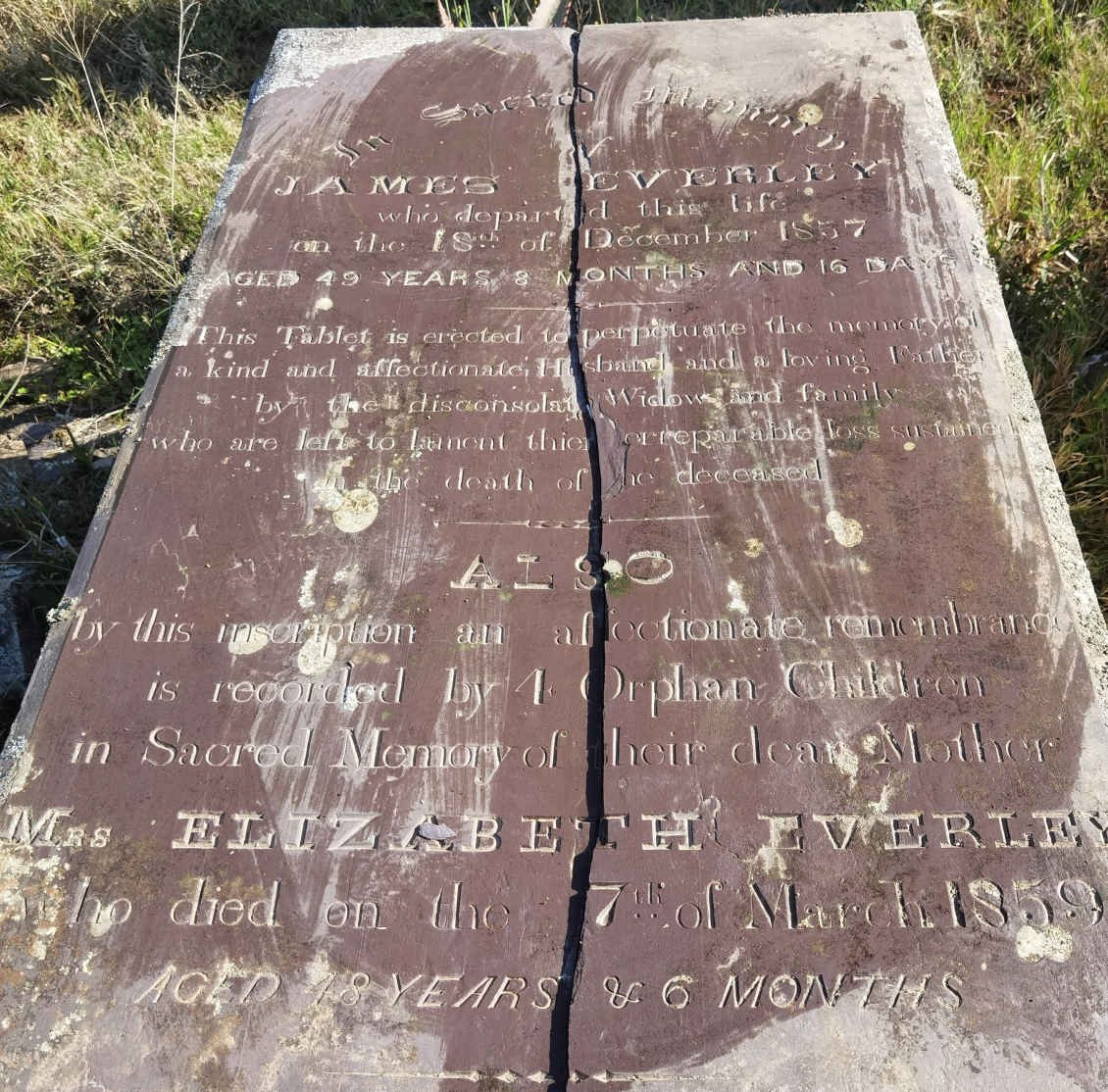 EVERLEY James -1857 &amp; Elizabeth -1859