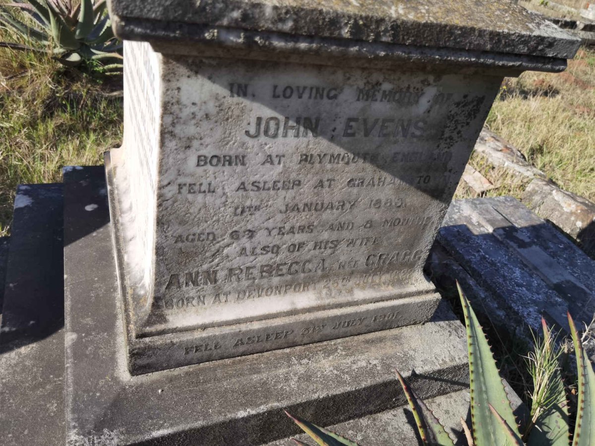 EVENS John -1888 &amp; Ann Rebecca CRAGG 1822-1901