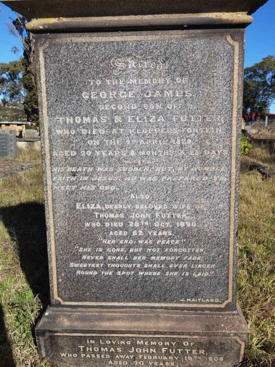 FUTTER Thomas John -1906 &amp; Eliza -1890 :: FUTTER George James -1879