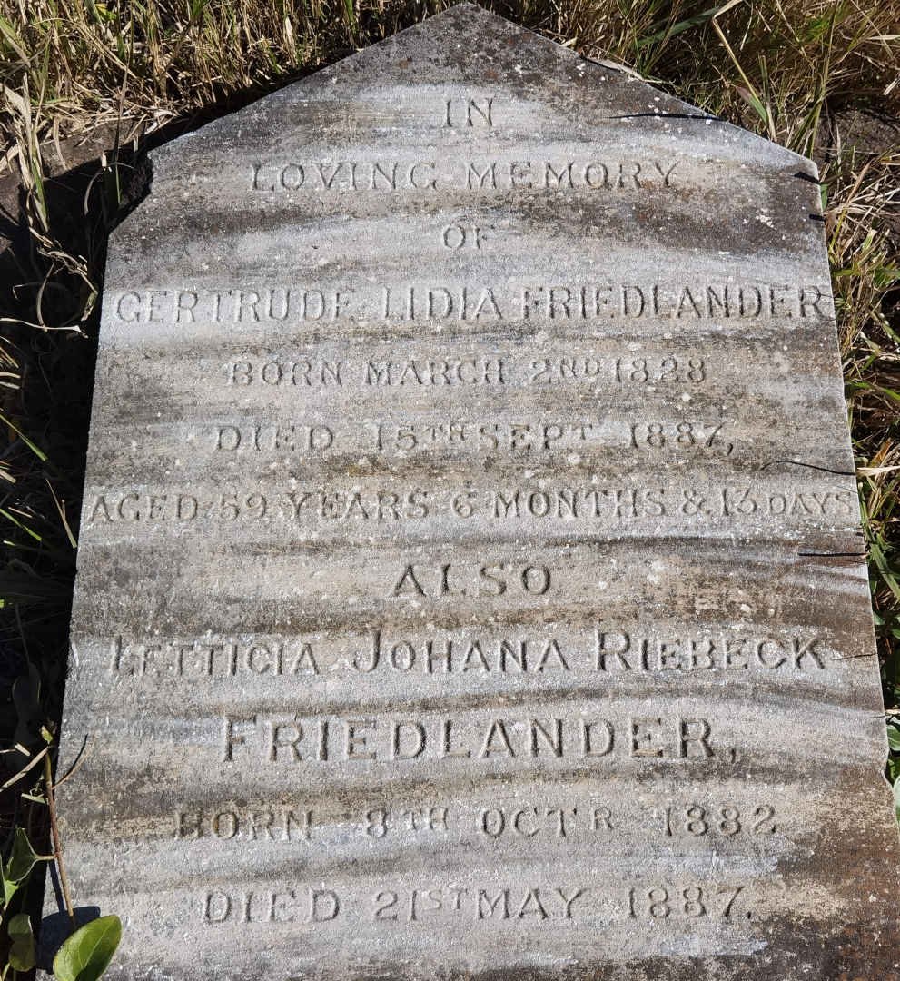 FRIEDLANDER Gertrude Lidia 1838-1887 :: FRIEDLANDER Letticia Johana Riebeck 1882-1887