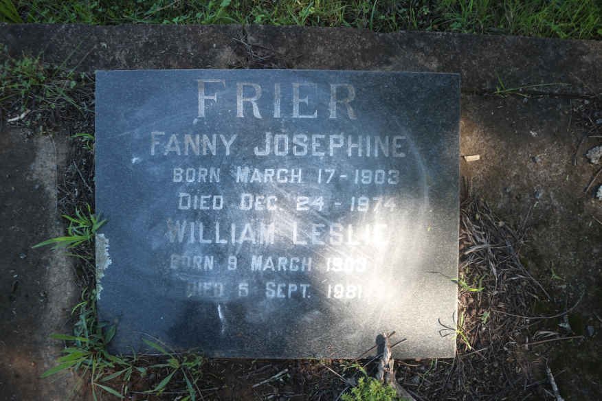 FRIER William Leslie 1903-1981 &amp; Fanny Josephine 1903-1974